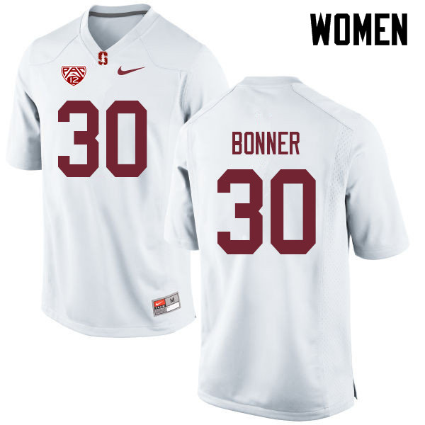 Women #30 Ethan Bonner Stanford Cardinal College Football Jerseys Sale-White - Click Image to Close